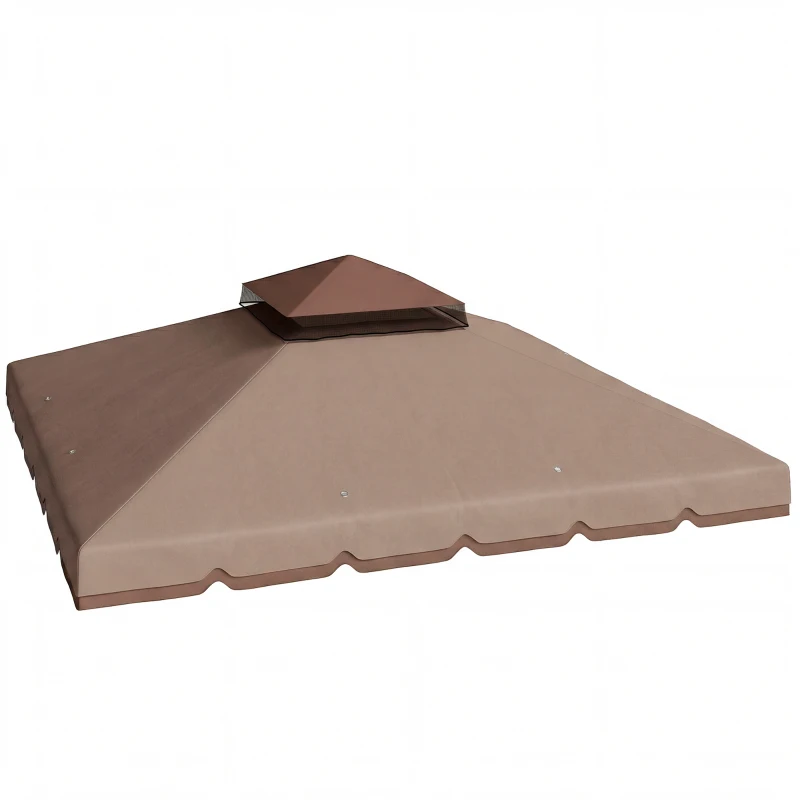 Outsunny Toldo de Substituição 3x3 m com Teto Duplo Orifícios de Drenagem e UPF 30+ Apenas Toldo NÃO Inclui Estrutura Caqui