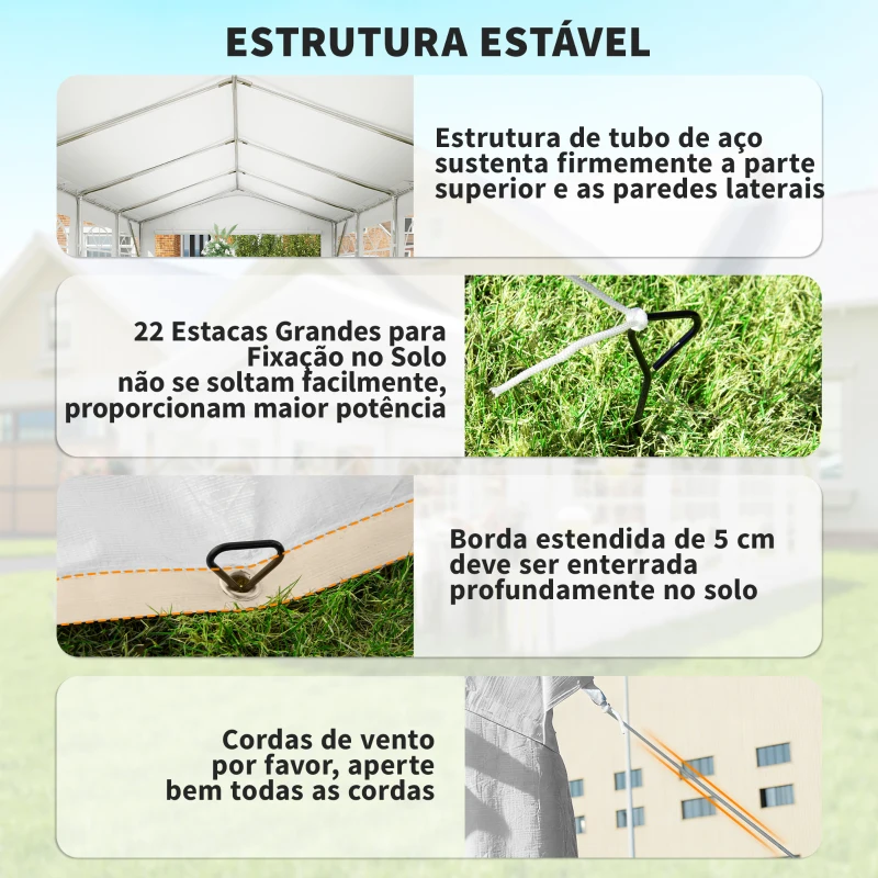 Outsunny Tenda para Festas 4x8 m Tenda de Jardim com Paredes Removíveis, Porta e Janelas UPF50+ Branco