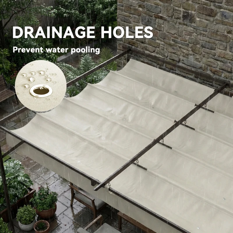 Outsunny Zadaszenie tarasowe Pergola ok. 4x3m z regulowanym dachem, montaż ścienny UV30+, kremowobiały