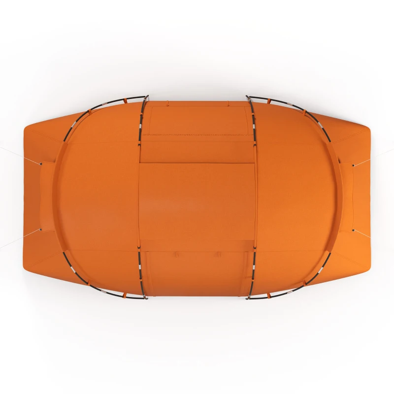 Outsunny Tunneltent voor 4-6 personen, kampeertent met deur, grondzeil, 2000mm waterdicht Oranje