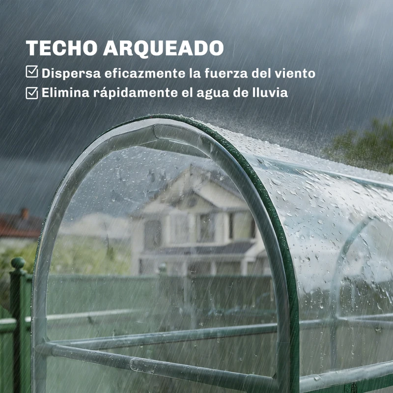 Outsunny Invernadero Pequeño de 3 Niveles 2 Puertas Enrollables Marco de Acero Cubierta de Plástico 143x46x164 cm Transparente