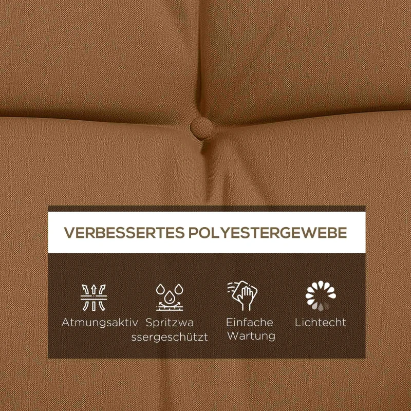 Outsunny 4er-Set Sitzkissen, 150x50 cm wasserabweisend Stuhlkissen mit Bindebänder, 10cm dick Bräune