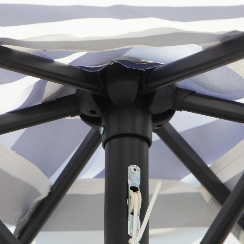 Outsunny Sombrilla de Jardín Ø230x216 cm con Apertura Manual Ángulo Ajustable e Impermeable para Terraza Piscina Azul y Blanco