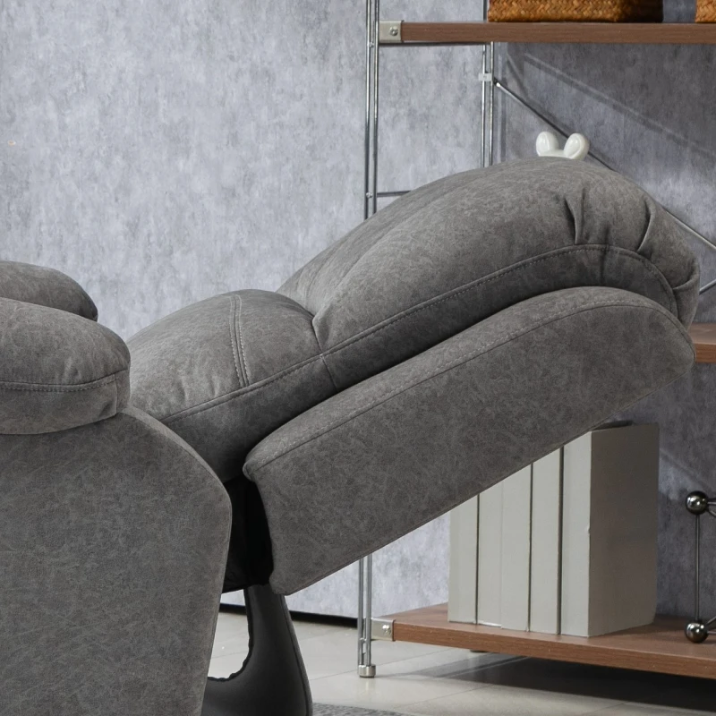 HOMCOM Microfibre Manual Reclining Armchair with 135° Recline Back and Footrest - Grey