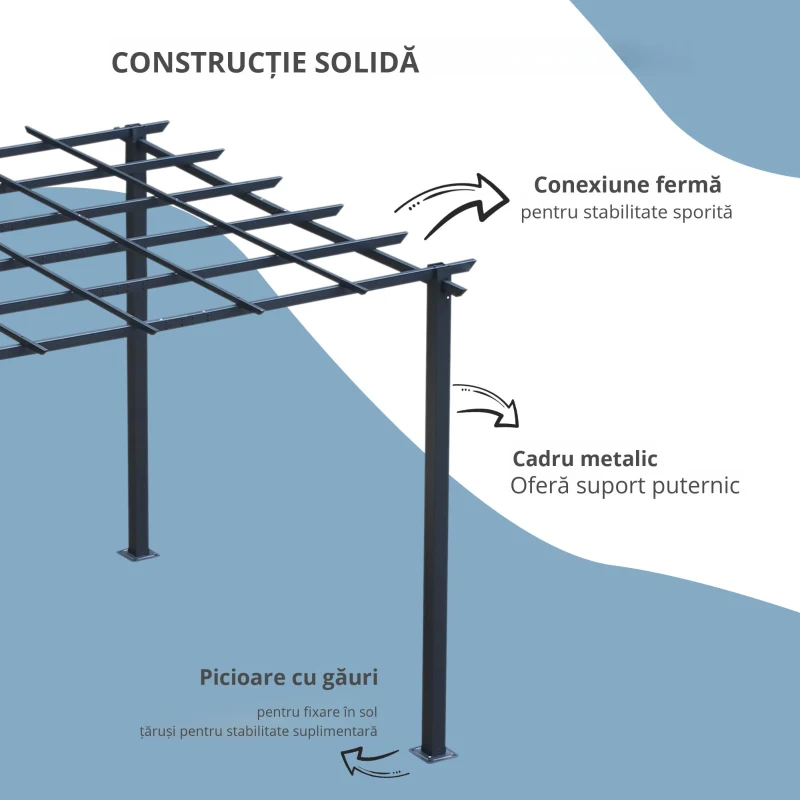 Outsunny Spalier Gradina Metal Negru 297×295×230 cm – Pentru Plante Catatoare