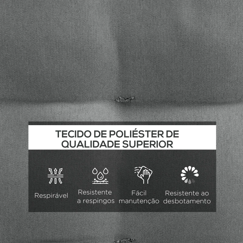 Outsunny Conjunto de 6 Almofadas para Cadeiras de Jantar 40x40 cm 6 Unidades Almofadas para Cadeiras de Jardim Acolchoadas com Fitas Cinzento