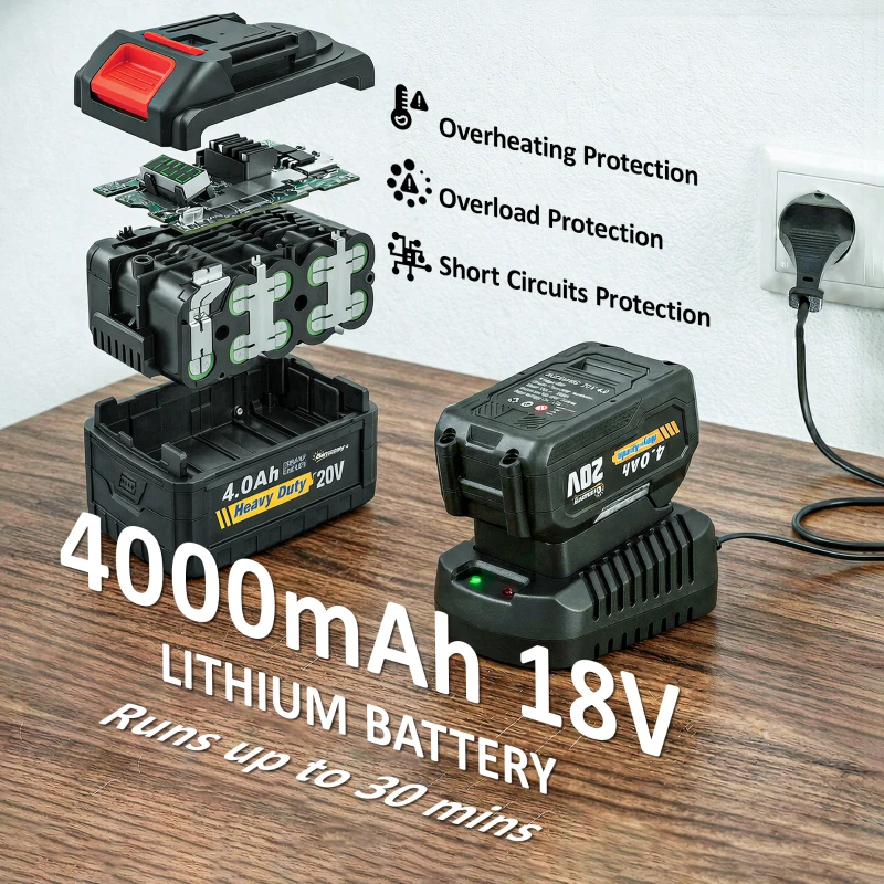 Outsunny Leaf Blower Cordless with 4000mAh Battery & Charger, 18V Lightweight Handheld Garden Blower with 6 Speed Levels