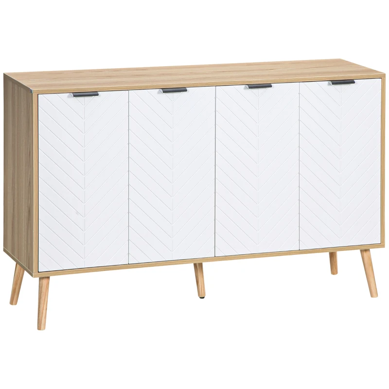 HOMCOM Mobile Contenitore con 2 Armadietti a Ripiani Regolabili, in Legno di Pino, 120x35x77.4 cm, color Legno e Bianco