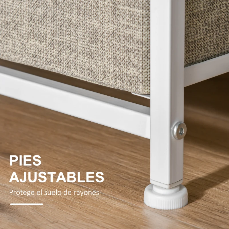 HOMCOM Cómoda con 3 Cajones de Tela Marco de Acero Cajonera para Salón Oficina Vestidor Gris