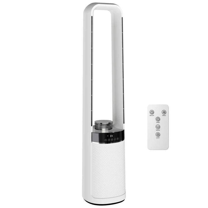 HOMCOM Ventilateur colonne silencieux 36dB, ventilateur tour pour chambre, 93,3cm de haut, oscillant à 45°, 3 vitesses, blanc