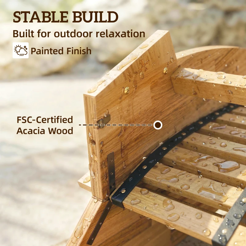 Outsunny Ligstoel van acaciahout inklapbaar ergonomisch tuinligstoel met S-vorm lattenontwerp 60 x 156 x 77 cm