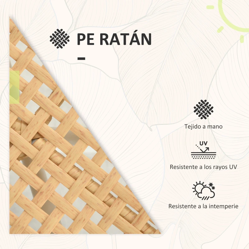 Outsunny Conjunto Jardín Exterior de 2 Sillas y Mesa de Ratán con Cojines Acolchados para Balcón Terraza Amarillo y Crema