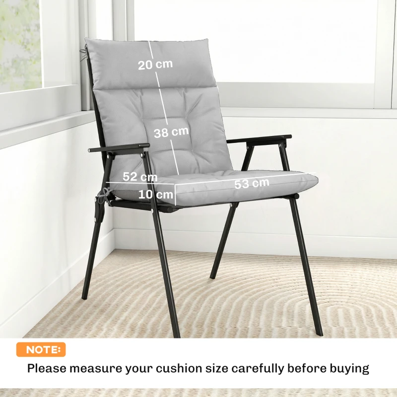 Outsunny Patio Chair Cushions Set of 4, Waterproof Non-Slip Lounge Chair Cushions, 112x53cm, Light Grey