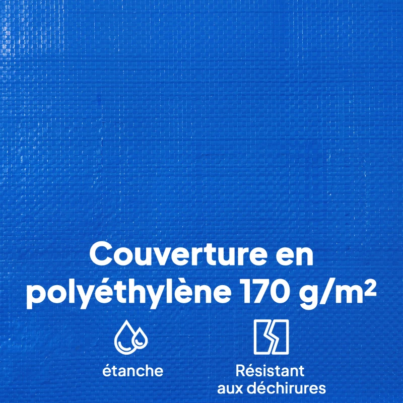 Outsunny Bâche de Piscine Ronde 550 cm Anti-Poussière et Imperméable avec Corde pour Piscines Hors Sol de 520-530 cm, Bleu