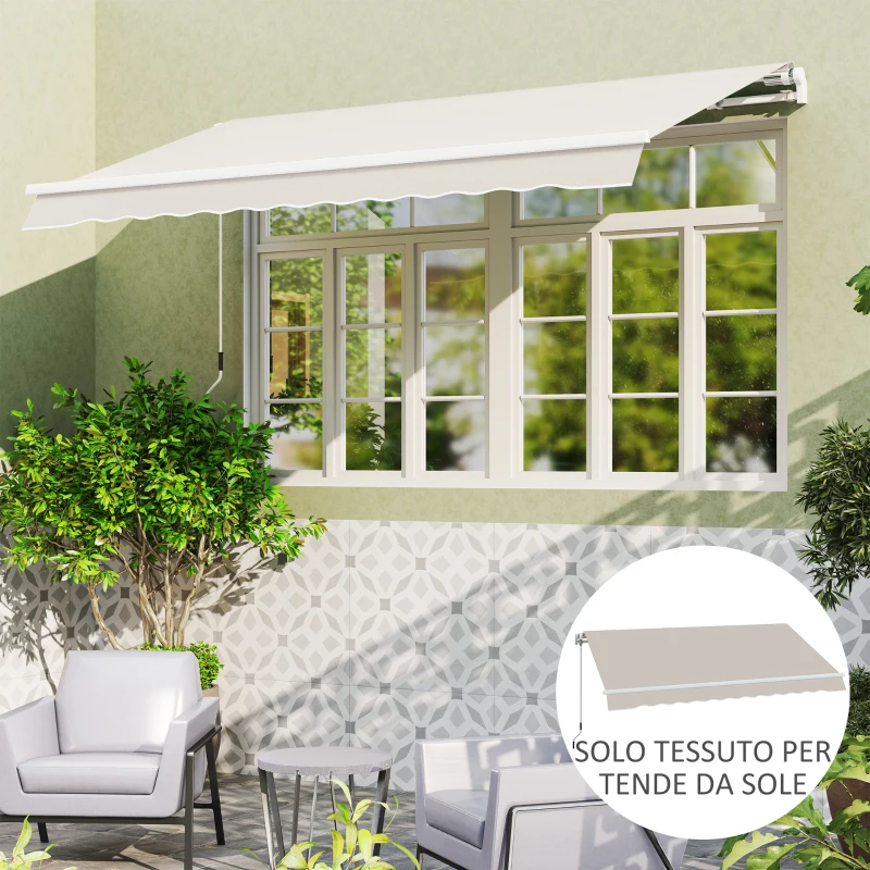 Outsunny Telo di Ricambio per Tenda Parasole Retrattile 3x2.5 m in Poliestere Anti UV 50+ Crema