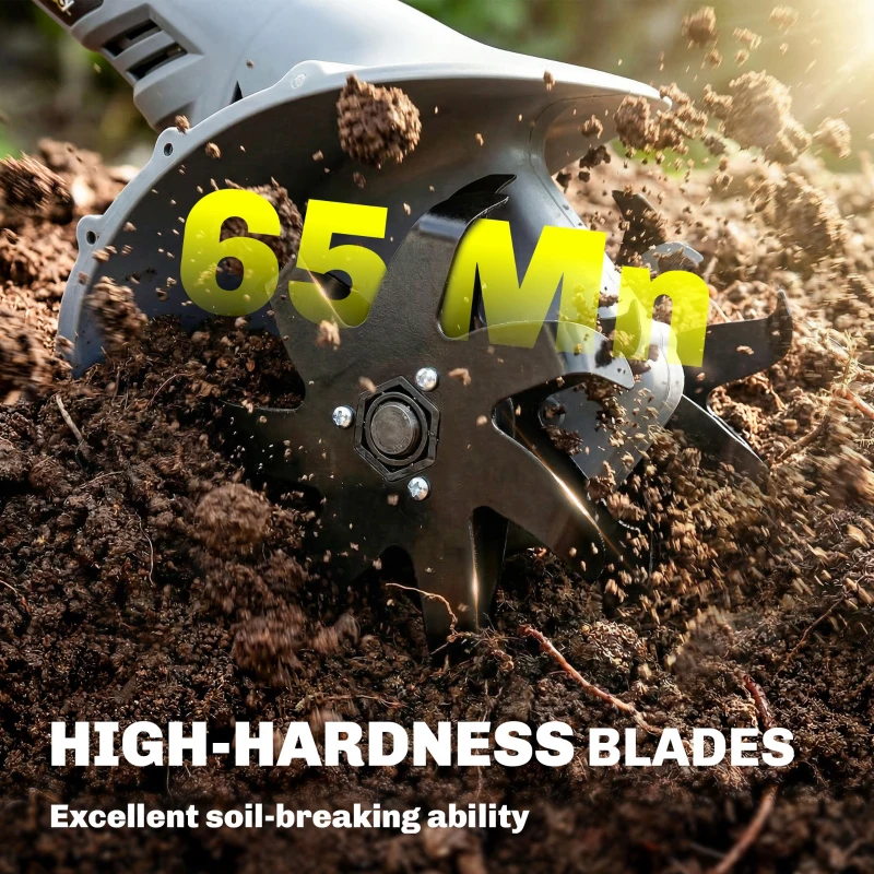 Outsunny Cordless Tiller, 18V Electric Garden Rotavator with 2 x 4000mAh Batteries, Charger, 20cm Tilling Width & 18cm Depth