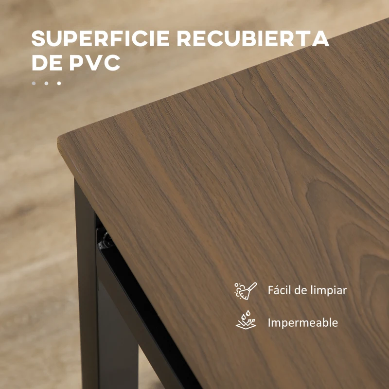 HOMCOM Juego de Mesa y 4 Sillas de Comedor Estilo Moderno Marco Metálico para Espacios Pequeños Marrón Oscuro y Negro