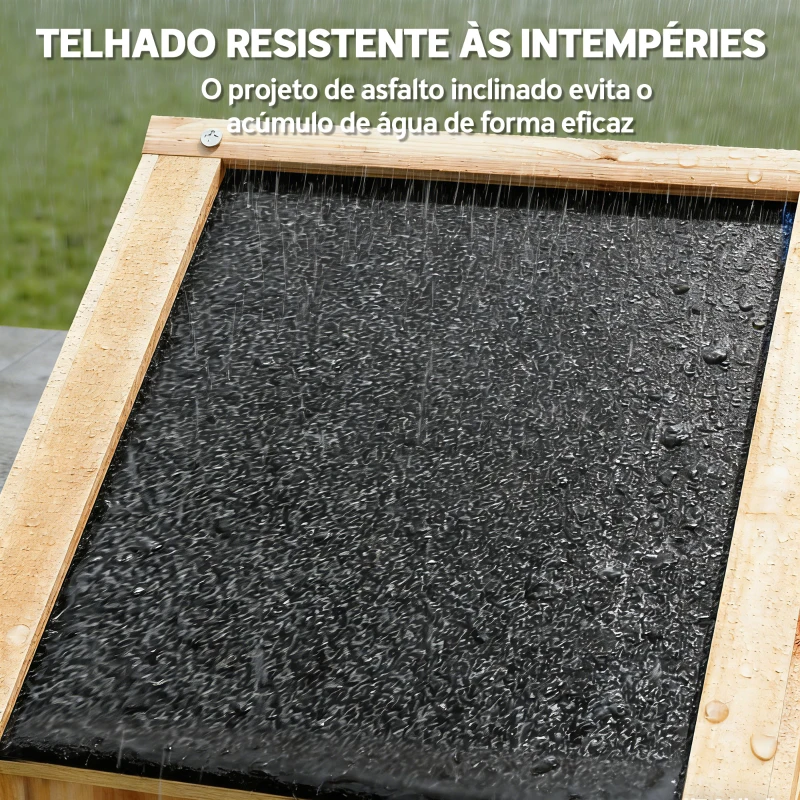 Outsunny Armário de Exterior em Madeira com Teto Inclinado de Asfalto, 4 Portas e 2 Prateleiras Removíveis, 82x50x190 cm, Natural