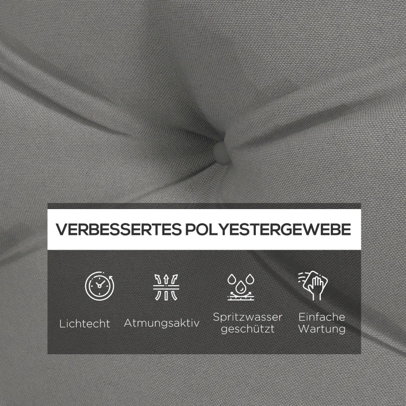 Outsunny Sitzpolster Sitzkissen Polsterauflage, mit Knopfheftung, 120 x 80 x 10 cm, Grau