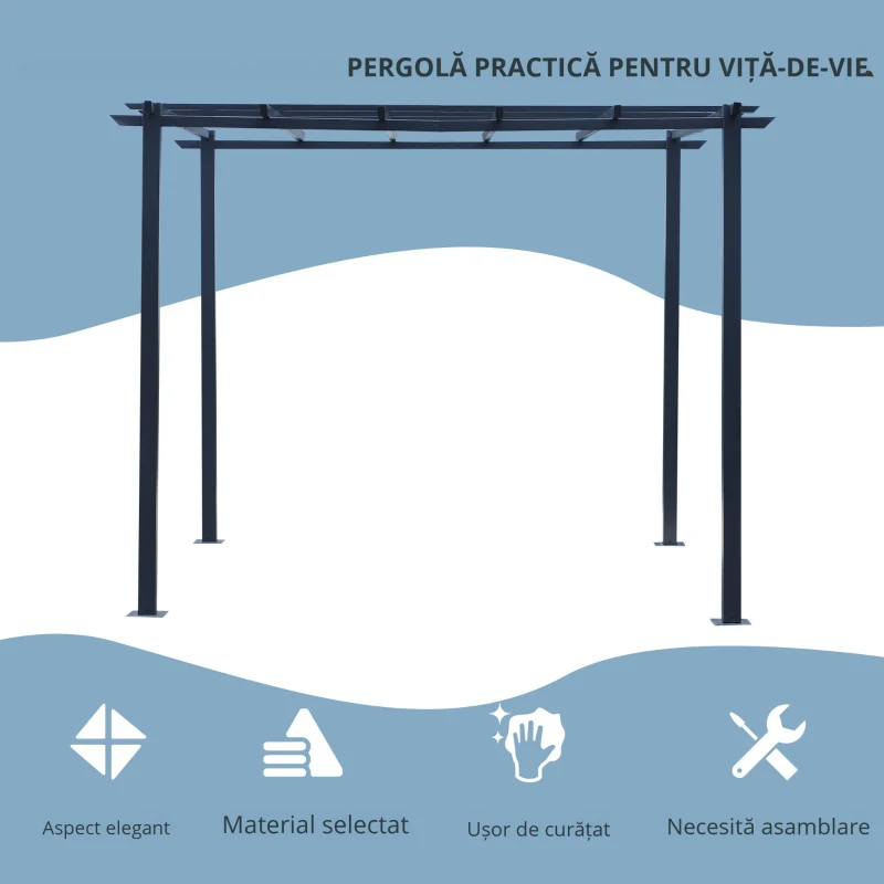 Outsunny Spalier Gradina Metal Negru 297×295×230 cm – Pentru Plante Catatoare