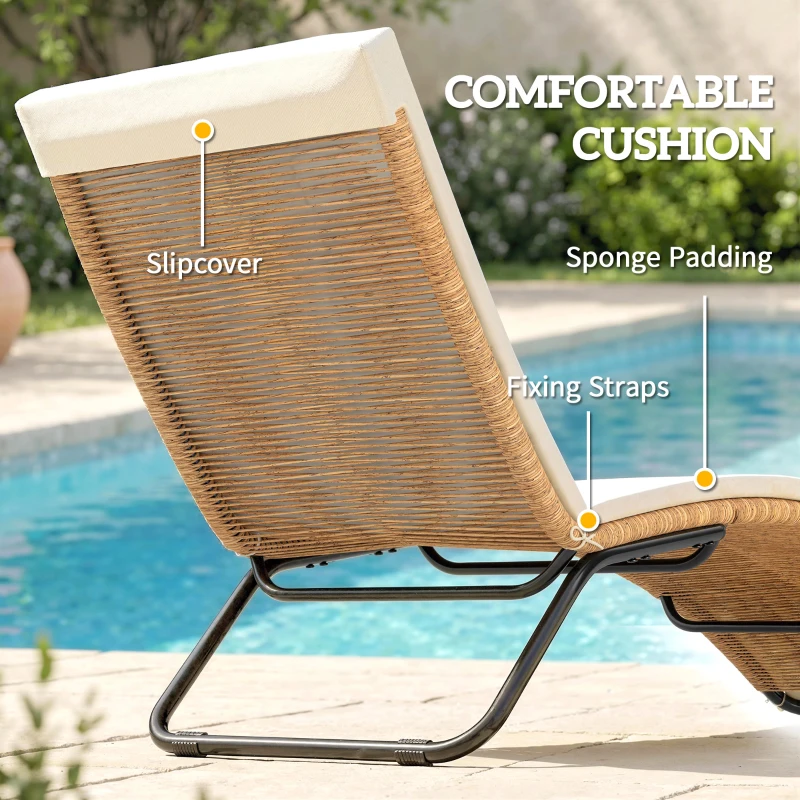 Outsunny Leżanka rattanowa w kształcie litery S z poduszką, oddychająca powierzchnia, stalowa rama