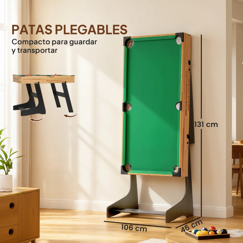 SPORTNOW Mesa Multijuegos Plegable 13 en 1 con Futbolines para Niños Billar Ping-pong Hockey Ajedrez Damas y Backgammon