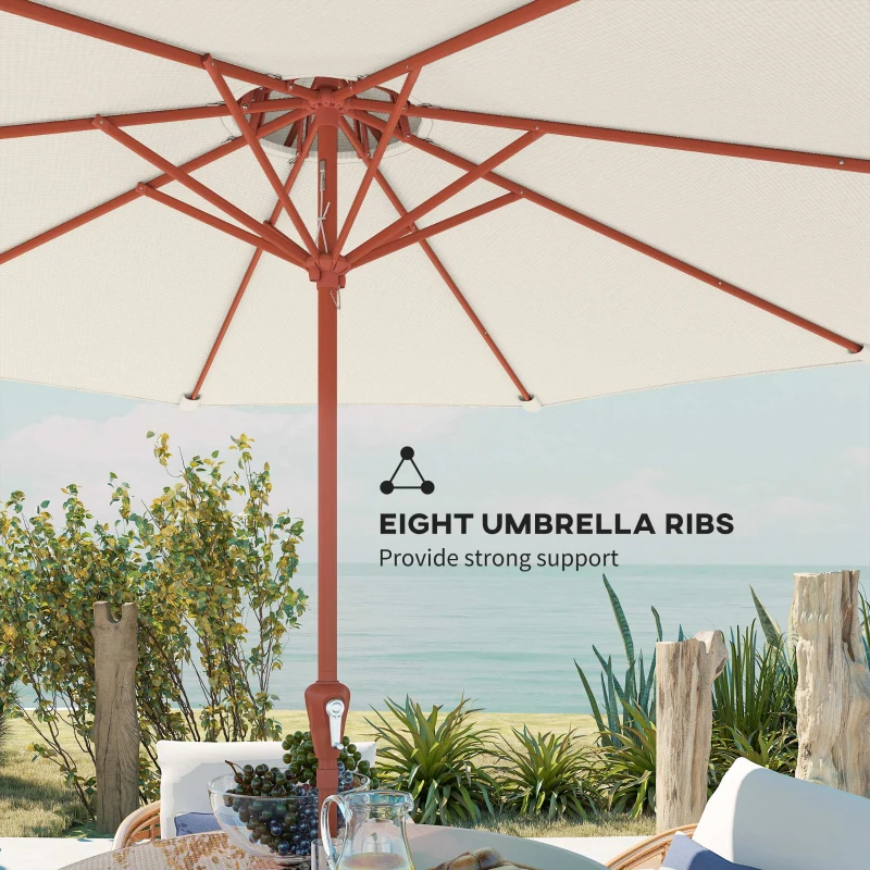 Outsunny 2.7 m Garden Parasol with Double Top Outdoor Market Table Umbrella with Crank System, Cream White