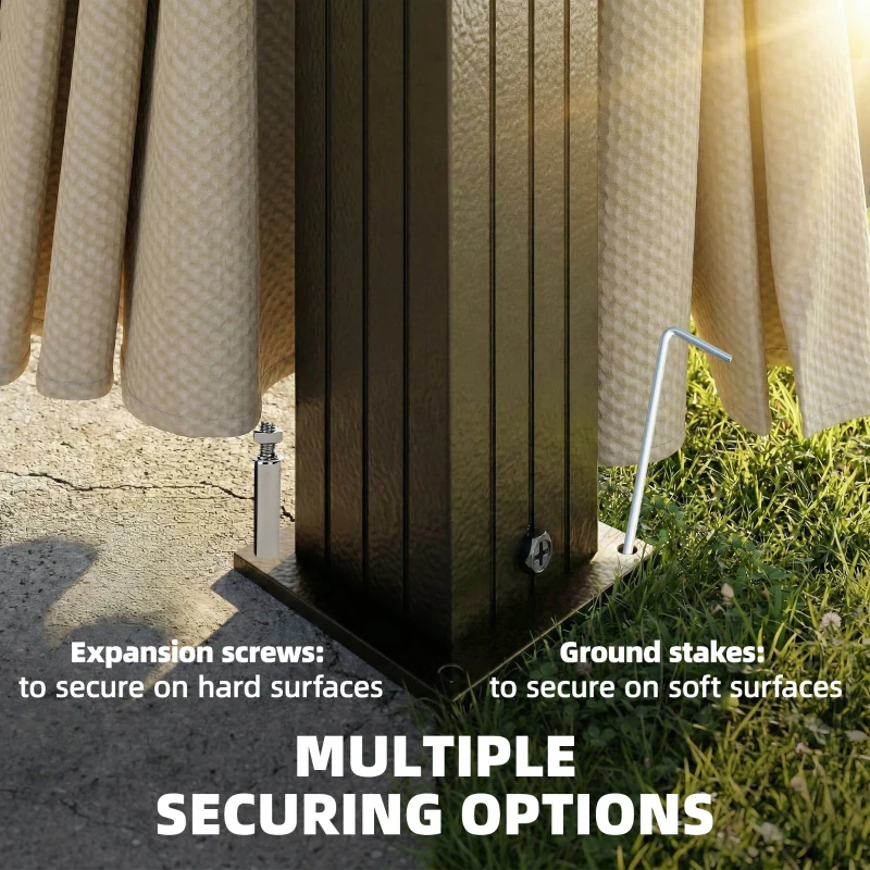 Outsunny Pawilon ogrodowy ok. 3 x 3 m aluminiowy z twardym dachem, moskitierą i 4 ścianami bocznymi, UPF50+