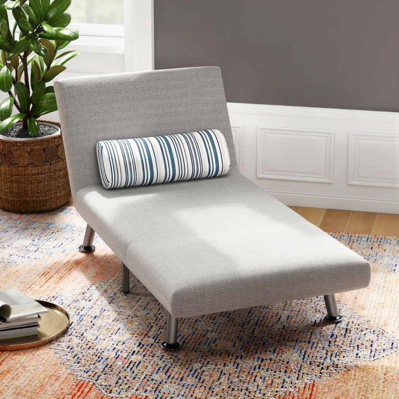 HOMCOM Fauteuil convertible 3 en 1 chauffeuse lit 1 place avec coussin gris