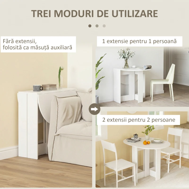 HOMCOM Masuta Pliabila Pranz Masa Consola Economiseste Spatiu pentru 2 Persoane