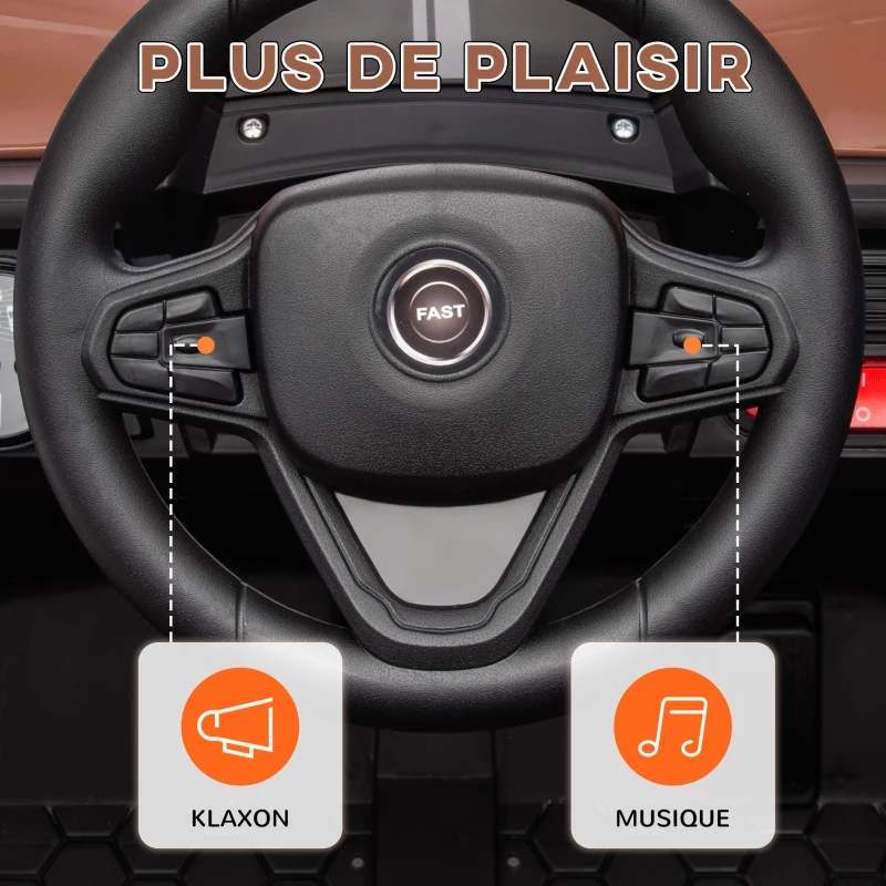 AIYAPLAY Mașină electrică pentru copii UTV buggy electric pentru copii cu telecomandă 2.4Ghz 2 motoare 103L x 69l x 59H cm maro