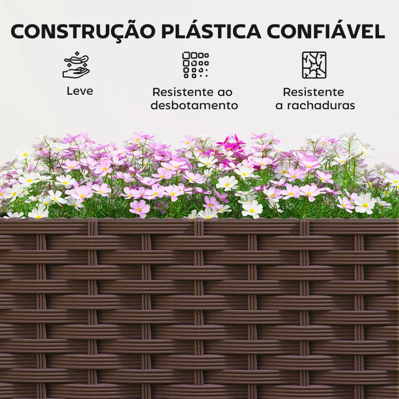 Outsunny Floreira com Treliça e Rodas com Drenagem para Cultivo de Vegetais Flores e Ervas Aromáticas 40x40x165 cm Castanho