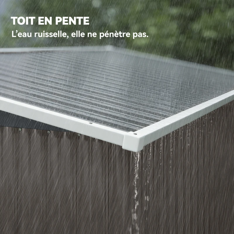 Outsunny Abri de jardin en métal cabane jardin extérieure triple porte verrouillable toit incliné aérations 234x132x185cm gris
