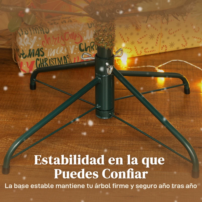 HOMCOM Árbol de Navidad Artificial 210 cm con 1123 Ramas y Soporte Metálico Plegable Fácil Montaje para Salón Interior Verde