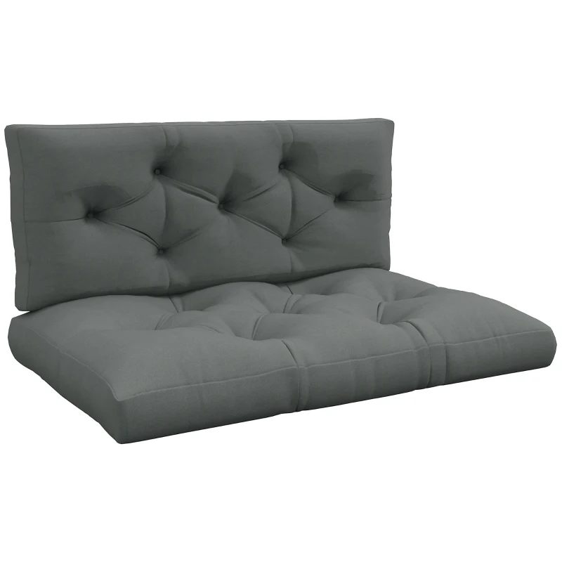 Outsunny Coussin d'assise Coussin siège Housse matelassée, avec capitonnage à boutons, 120 x 80 x 10 cm, Gris