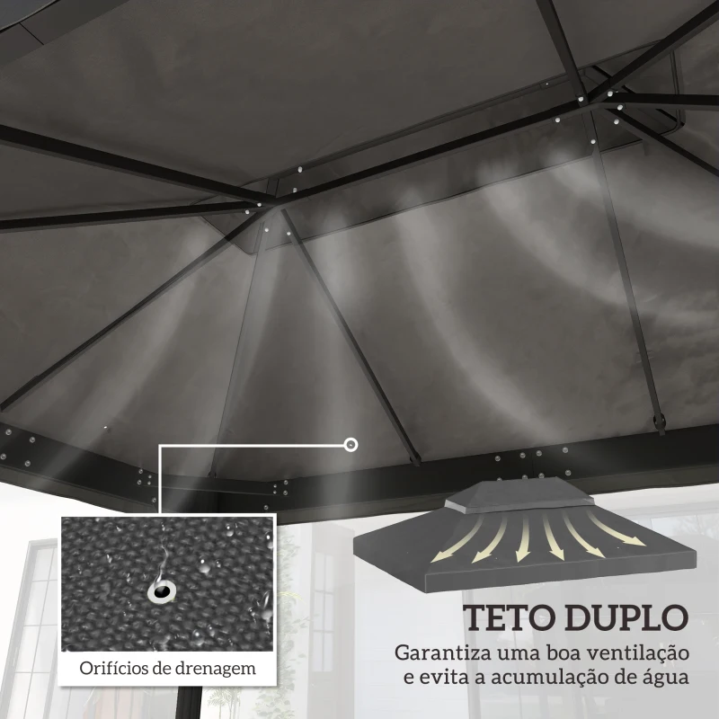 Outsunny Toldo de Substituição para Pérgola 4x3 m Toldo para Pérgola com Teto Duplo e Proteção UV 30+ Cinza