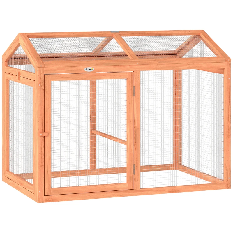 PawHut Poulailler enclos extérieur avec perche et portes doubles, en bois et métal, pour 2 poules, 104 x 70,5 x 84 cm Orange