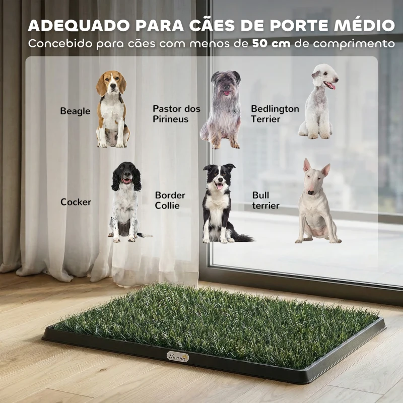 PawHut Sanita para Cães com Relva Artificial, 76x50,5 cm, Bandeja Higiênica para Cães para Treino com Drenagem, Verde