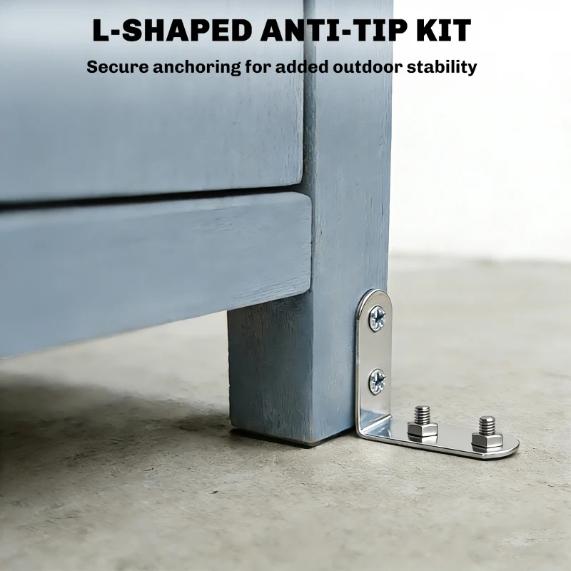 Outsunny Szafka ogrodowa z drewna odporna na warunki atmosferyczne, schowek z podwójnymi drzwiami, magnetycznym zamknięciem, na taras lub ogród 85 x 54 x 170 cm, szara