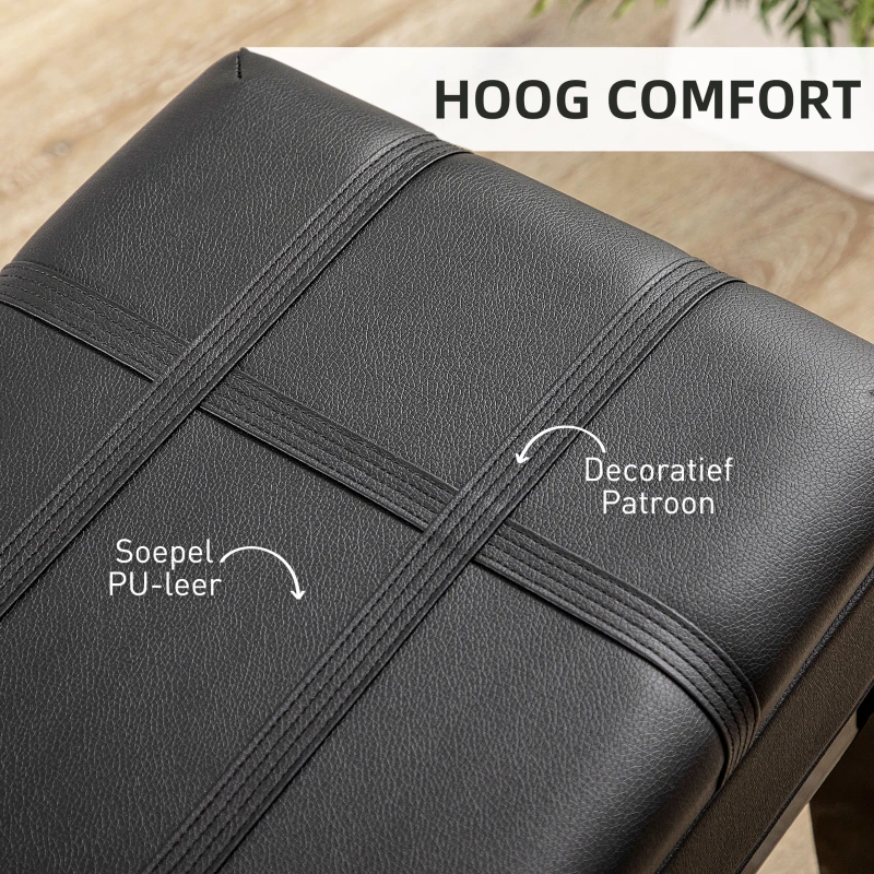 HOMCOM Pianobank met verborgen opbergruimte, zithocker, in hoogte verstelbaar, kunstleer, zwart(m-4)