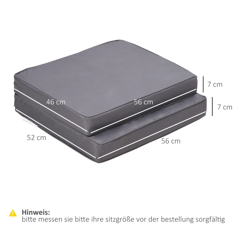 Outsunny Zestaw 2 poduszek na krzesła, 56 x 52 cm, z zamkiem, do sofy