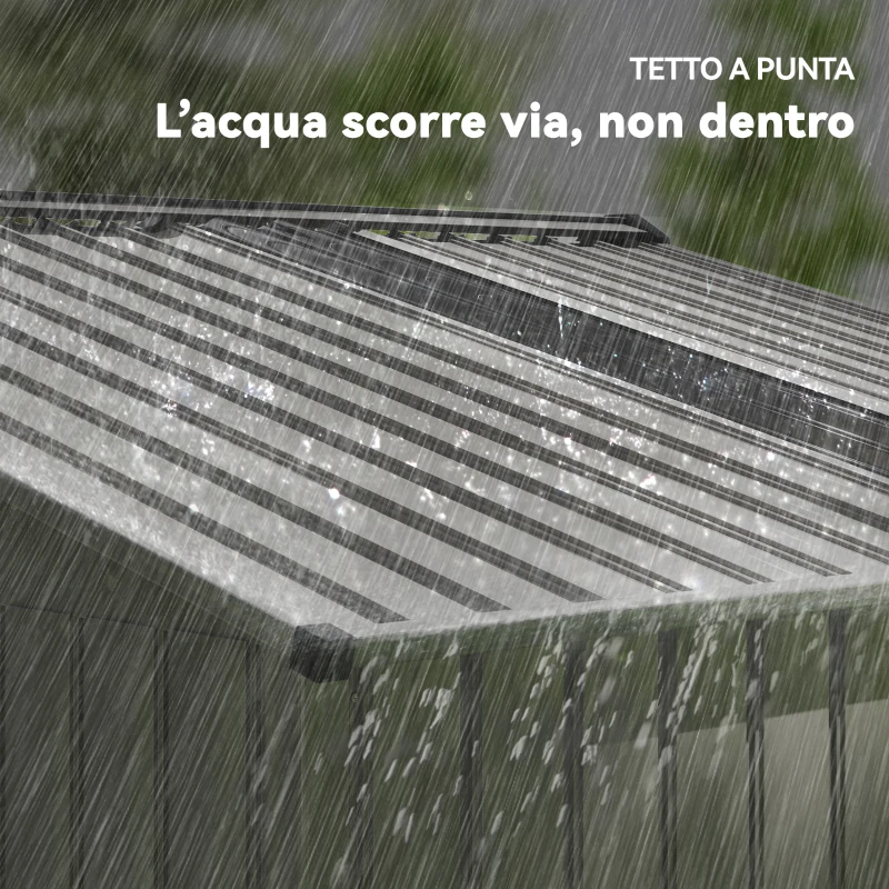 Outsunny Casetta da Giardino in Metallo con Prese d'Aria e Doppia Porta Scorrevole, 277x195x192 cm, Argento