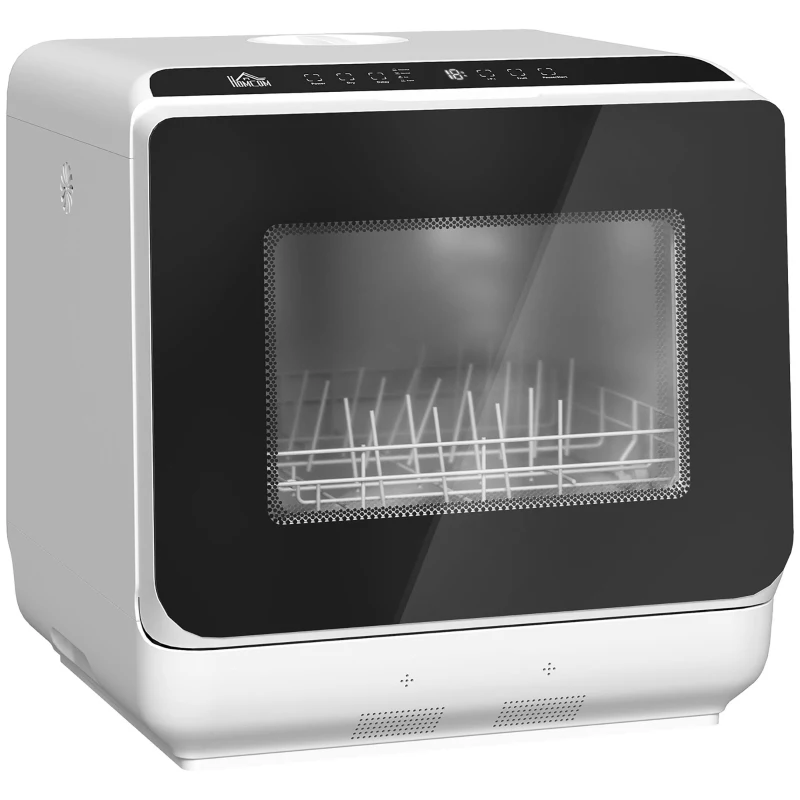 HOMCOM Tafelvaatwasser, Mini-Vaatwasser met 6-Liter-tank, 5 Programma's, LED-display, Droogfunctie, Wit(m-10)