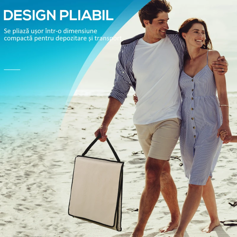 Outsunny Set 2 Șezlonguri Pliabile cu Unghi Reglabil și Buzunar cu Fermoar, 142x51x40 cm, Albastru