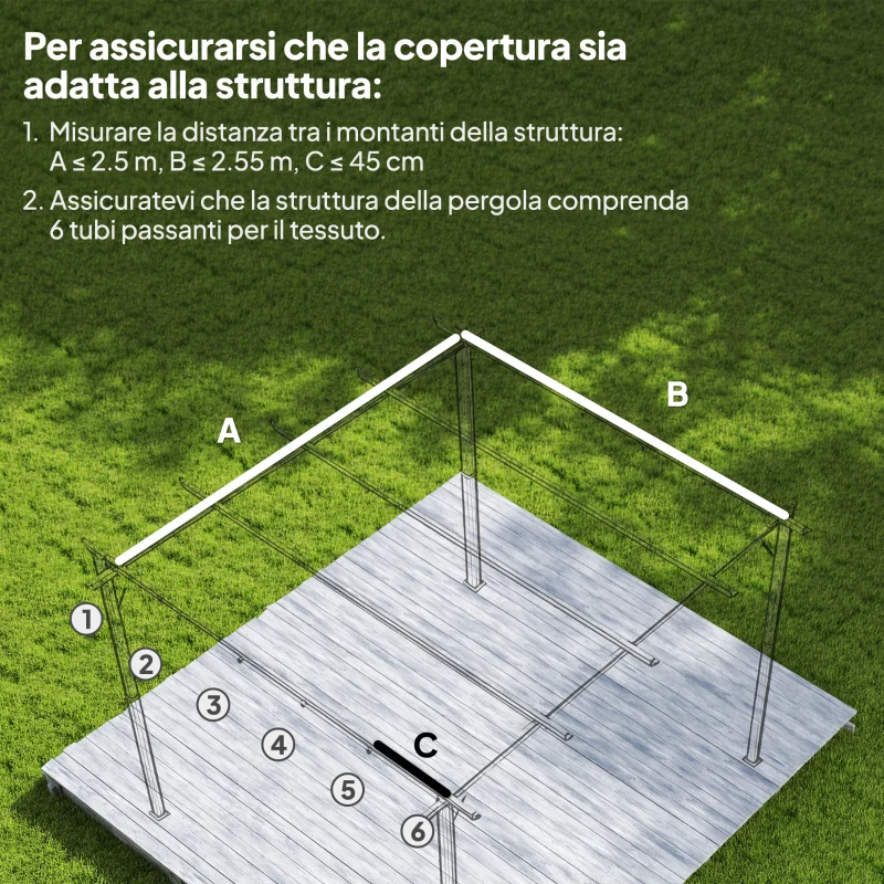 Outsunny Tetto per Gazebo Pergola con 10 Fori di Drenaggio in Poliestere, 250x255 cm, per Pergola 3x3m, Beige