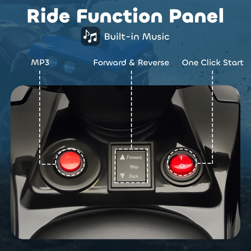 AIYAPLAY Kinder Quad Elektro 6V Kinderquad mit Vorwärts-, Rückwärtsfunktion, Musik, LED-Scheinwerfer Blau