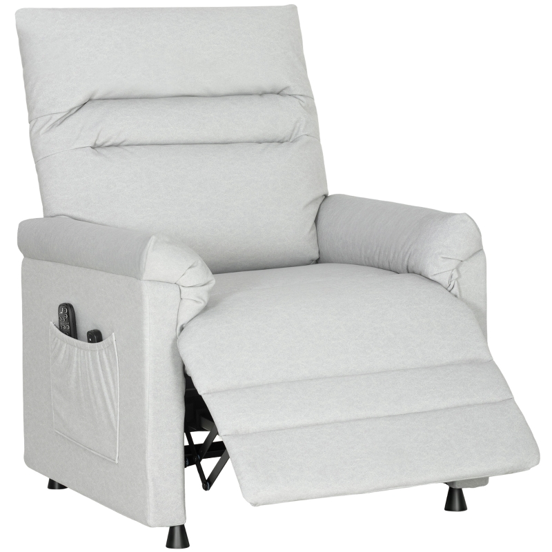 HOMCOM Poltrona Reclinabile con Poggiapiedi, Riscaldamento, 8 Punti Massaggio e 5 Modalità, Tessuto Vellutato, Grigio