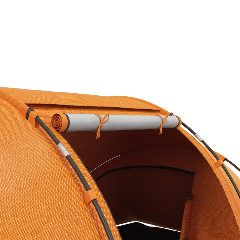 Outsunny Tienda túnel para 4–6 personas, tienda de campaña con puerta, lona de suelo, 2000mm impermeable, Naranja