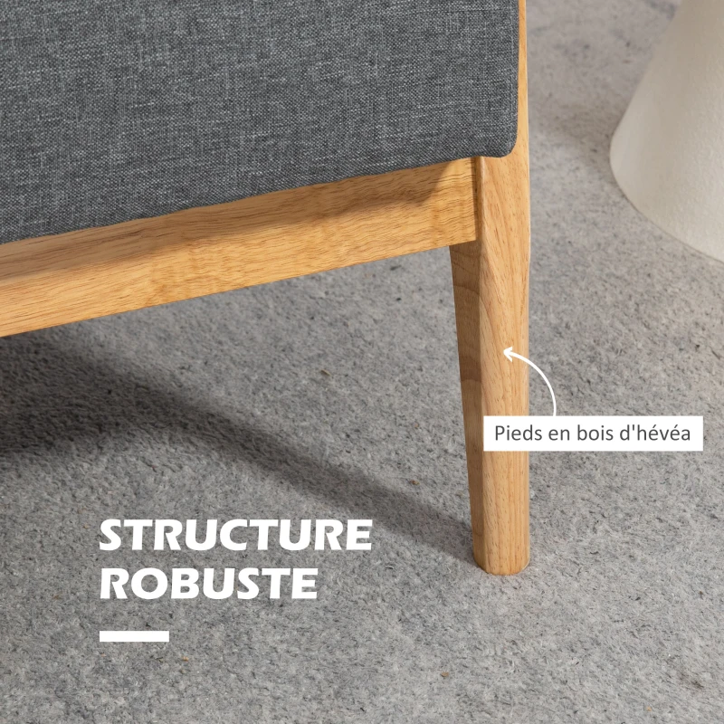 HOMCOM Canapé 3 places 154,5, canapé scandinave avec dossier capitonné, assise rembourrée et accoudoirs, gris