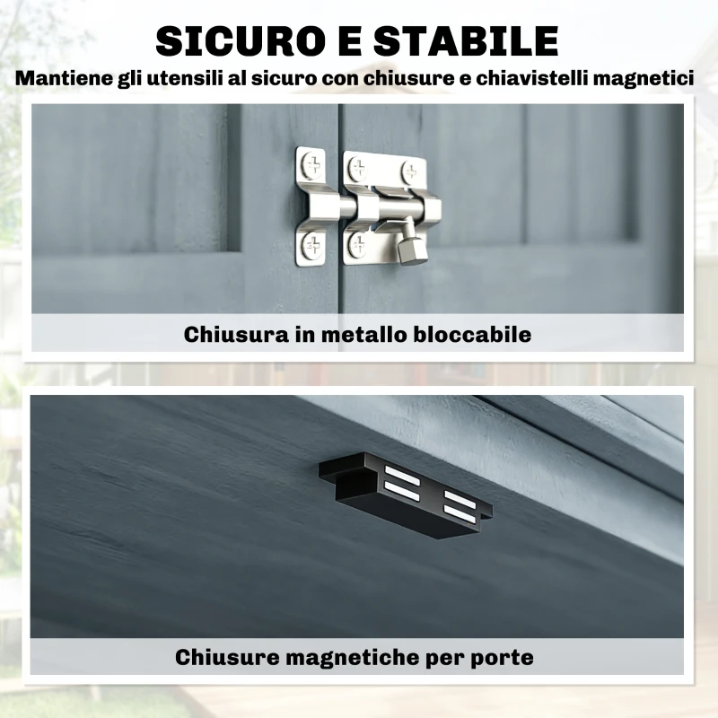 Outsunny Armadio da Esterno, Capanno per Attrezzi con 2 Scaffali